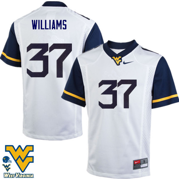 NCAA Men's Kevin Williams West Virginia Mountaineers White #37 Nike Stitched Football College Authentic Jersey DE23S65AG